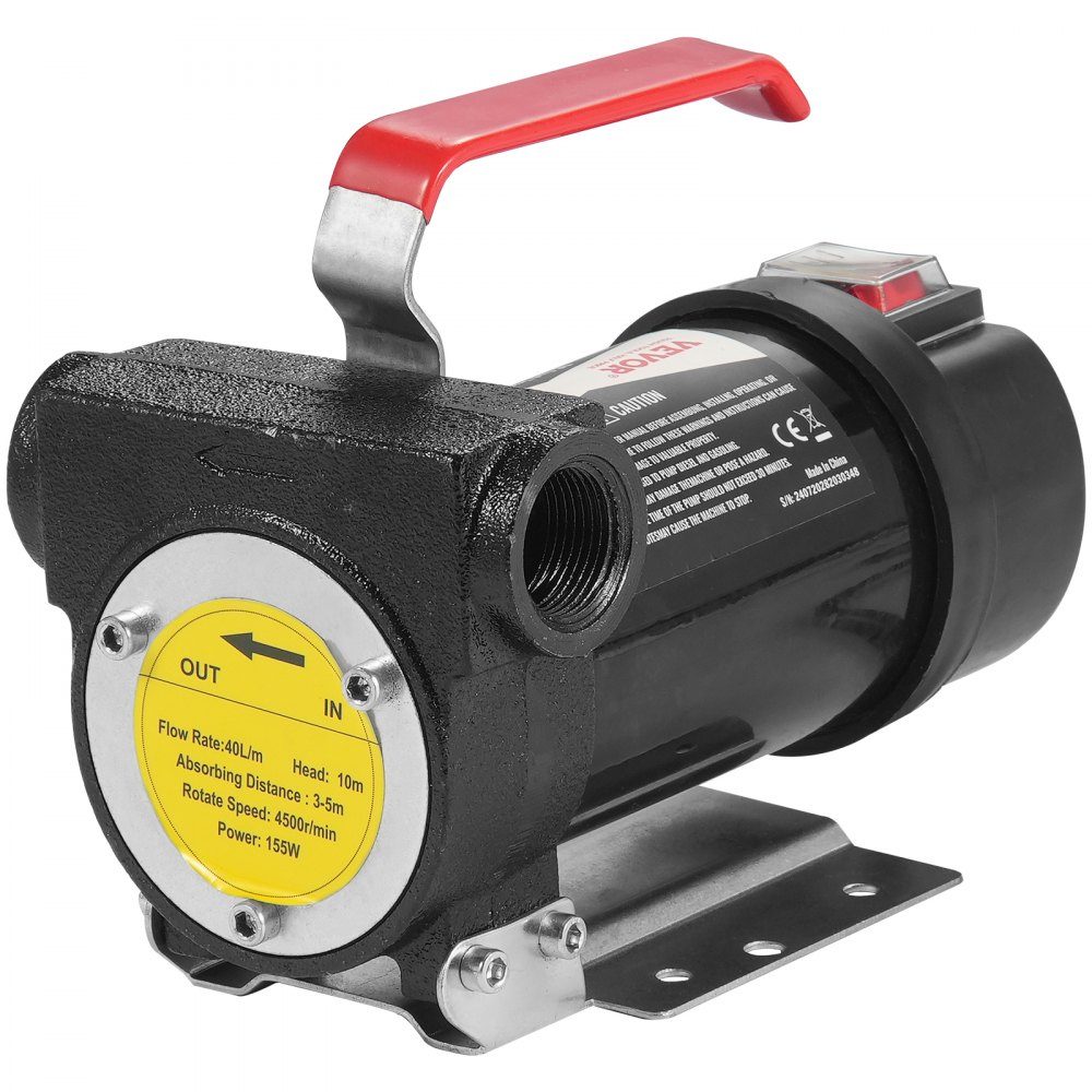 Dieselpomp 12V DC 10 GPM 1/4 HP Automatische pistooluitschakeling Brandstofpomp Hoge stroominlaat- en uitlaatslang voor diesel, kerosine, transformatorbrandstof