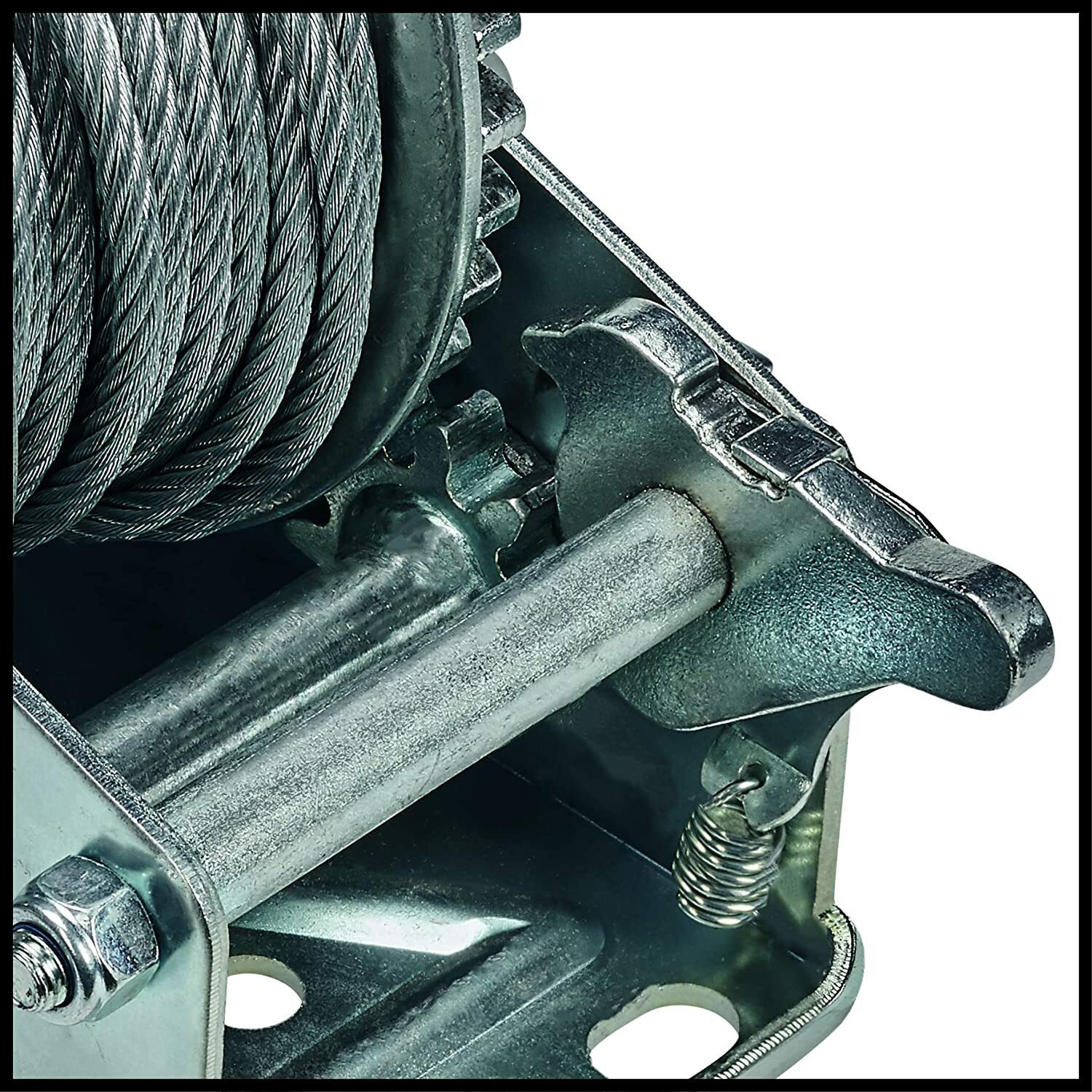 Einhell hand winch TC-WI 800 (max. load capacity 800 kg, 20 meter long twist-free wire rope, backstop, soft grip including safety load hook with safety flap)