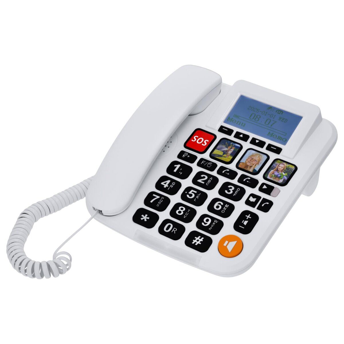 Telefon stacjonarny Targa TFBS 100 A1, dla seniorów, osób niewidomych i słabowidzących