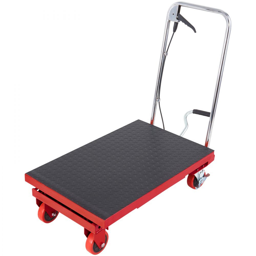Table élévatrice à ciseaux hydraulique capacité de charge 230 kg chariot à table élévatrice plage de levage 220-720 mm table élévatrice atelier 700 x 450 mm plate-forme chariot élévateur à ciseaux ciseaux simples rouge usines entrepôts supermarchés