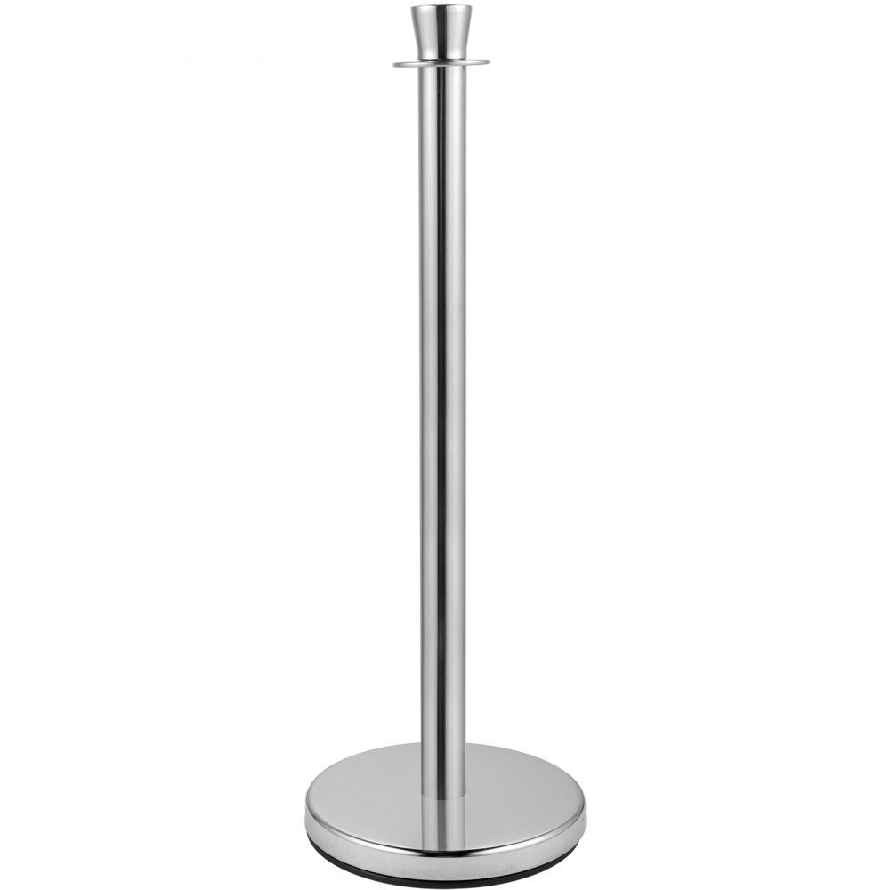2 piece crowd control stake set with 1.5m black velvet rope, silver crowd control barrier with sturdy concrete and metal base - easy to assemble