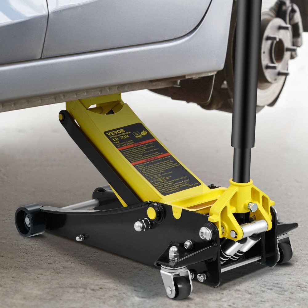 Car Jack, 3 Ton Low Jack Heavy Duty Steel Racing Car Jack with Dual Piston Quick Lift Pump, Jack Lift Range 3.35"-19.69
