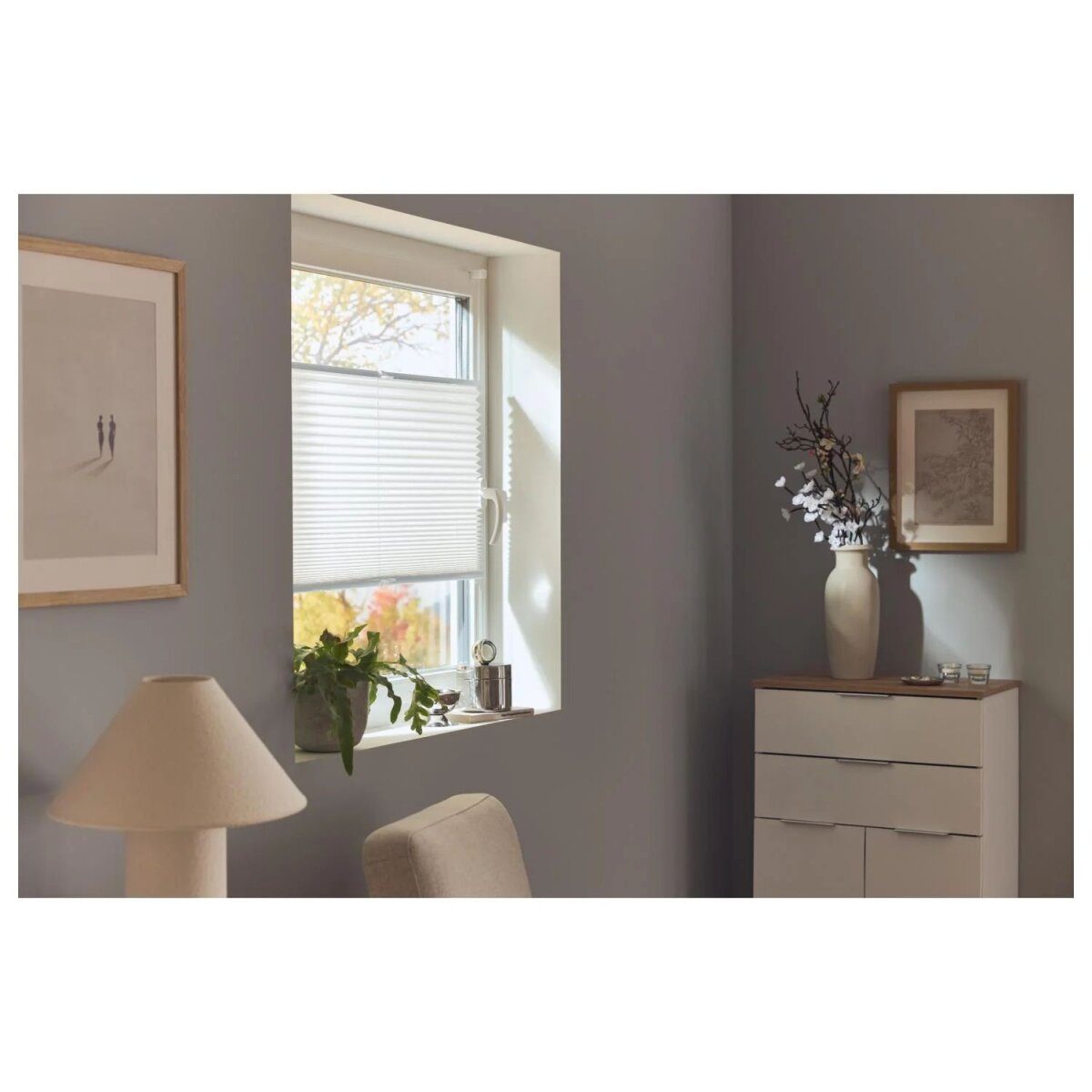 LIVARNO® pleated roller blind for windows, no drilling, 80 x 130 cm, white