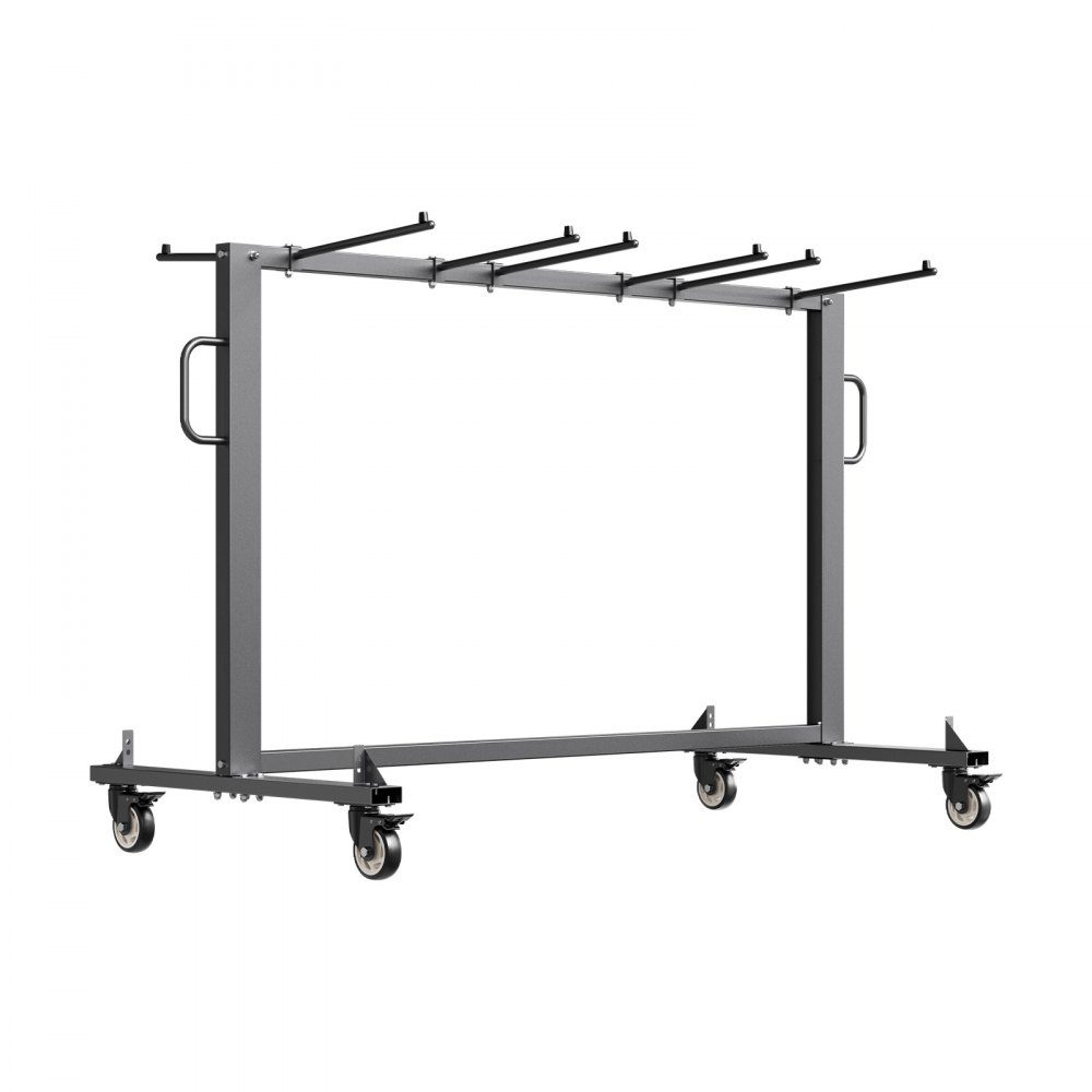 Klappstuhlständer, 181 kg Tragkraft, Klappstuhlwagen für 42 Stühle oder 12 Tische, Multifunktions-Stuhlwagen mit Gummirädern und Halterungen, großer Stuhlhalter, mattschwarz