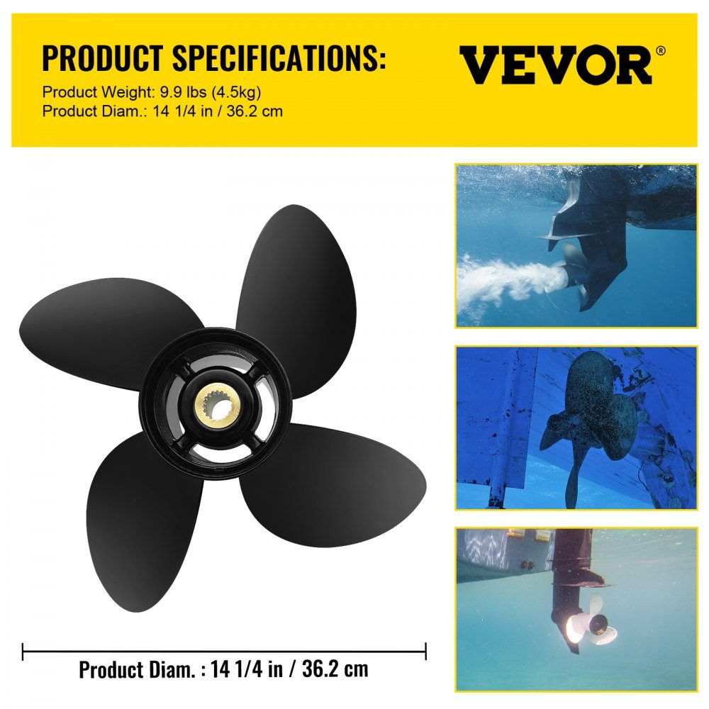 Outboard Propeller Replacement for OEM 3587522 4-Blatt 14-1/4" x 19" Pitch Aluminum Boat Propeller Compatible with Volvo Penta SX Drive All Models 19 Splines Right Hand