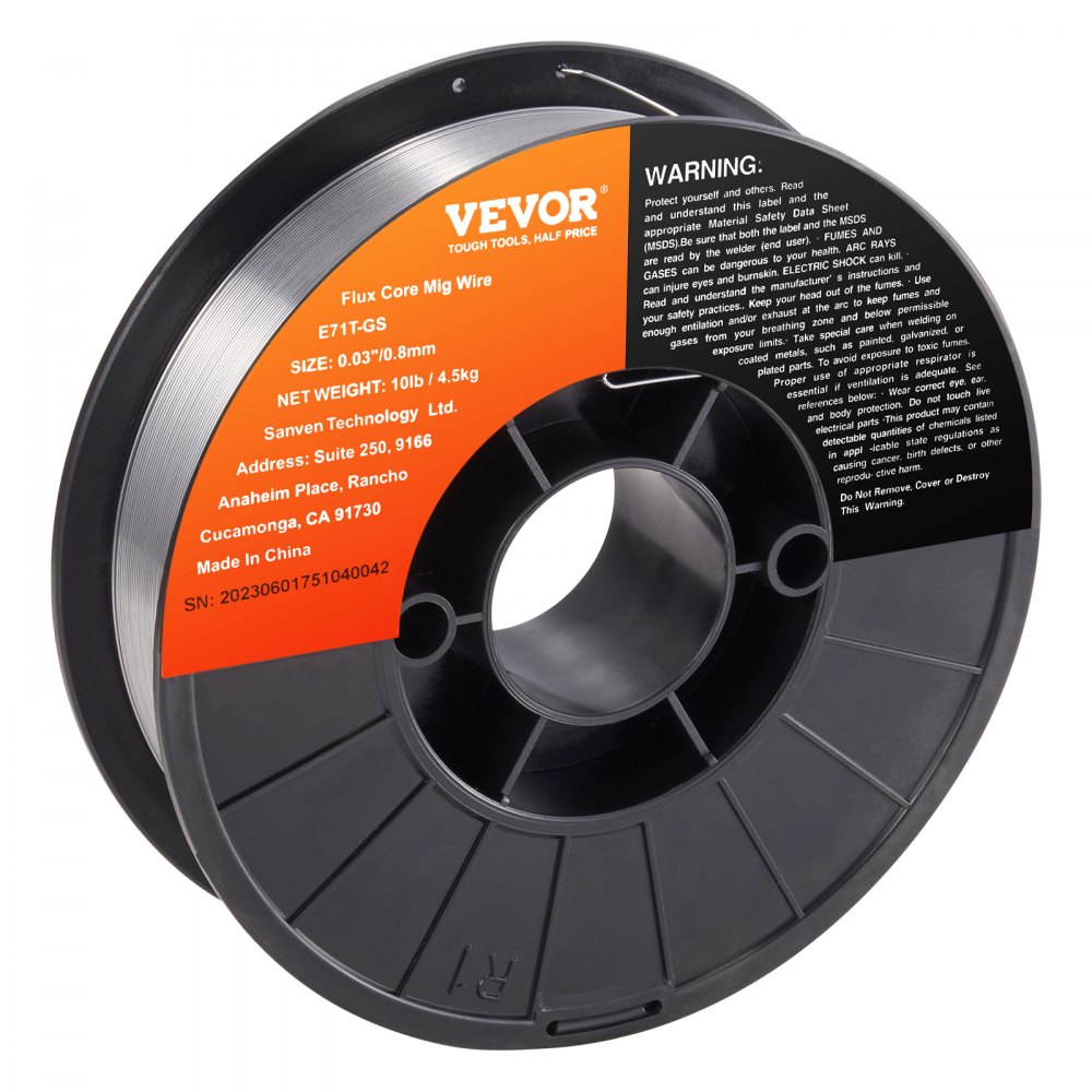 1 roll of cored wire E71T-GS 0.8 mm 4.5 kg MIG/MAG welding wire 200 mm spool diameter welding wire roll 560 Mpa tensile strength cored wire welding without shielding gas 1 roll of cored wire E71T-GS 0.8 mm 4.5 kg MIG/MAG welding wire 200 mm spool diameter welding wire roll 560 Mpa tensile strength cored wire welding without shielding gas