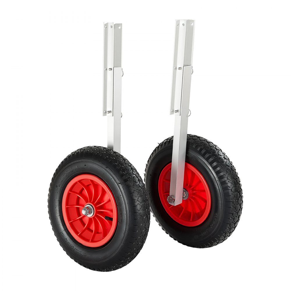 Boat Slip Wheels (300lb Load Capacity), 381mm Aluminum Alloy Tail Wheel with Inflatable Rubber Tires, Folding Slip Wheels with 4 Quick Release Pins for 15ft Inflatable Fishing Boats