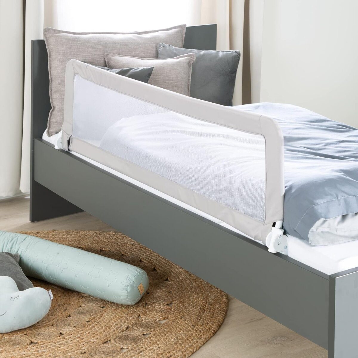 roba bedrail clip-fold, valbeveiliging, opvouwbaar, 135 x 50 cm, grijs