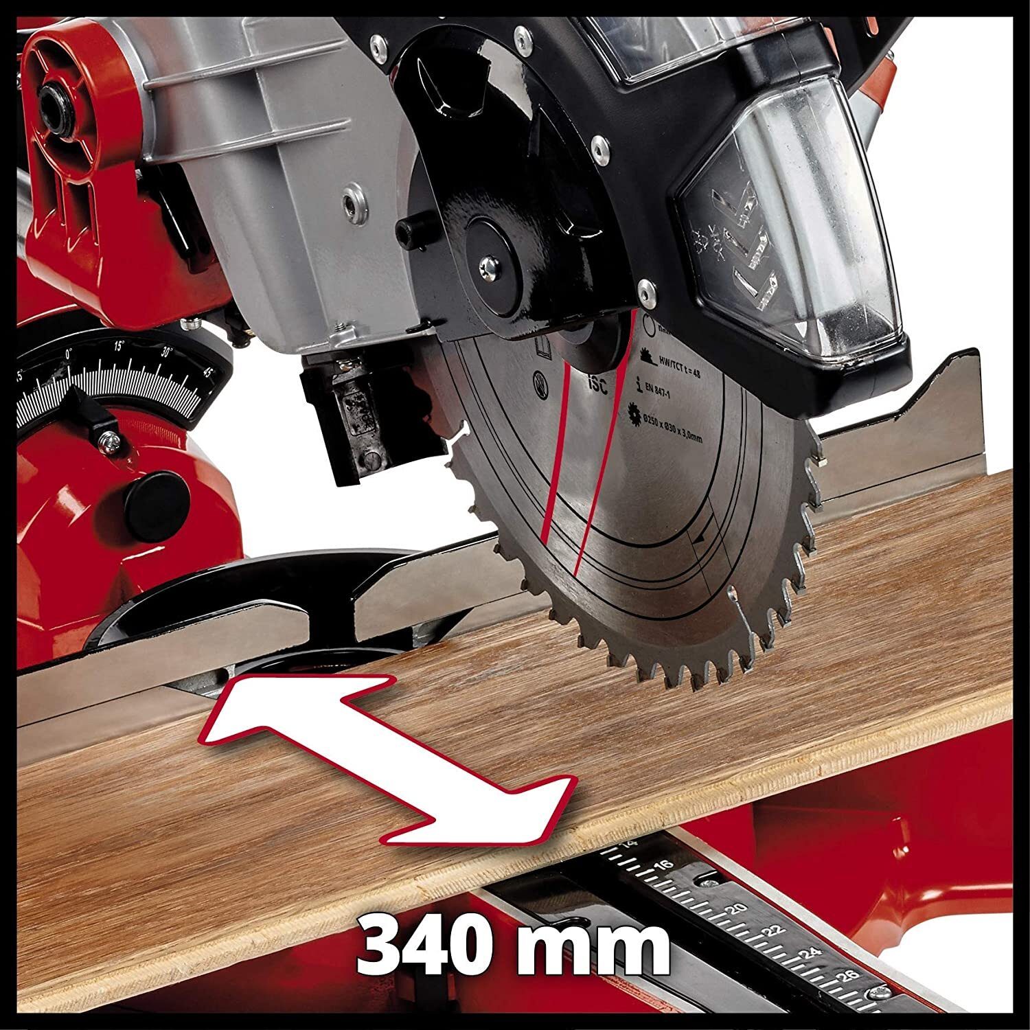 Einhell pull miter saw TC-SM 2534/1 Dual (max. 2350 W, Ø250 x Ø30 mm saw blade, 4000 min-1, integrated pull function, tiltable saw head, workpiece stop, laser, incl. carbide saw blade)