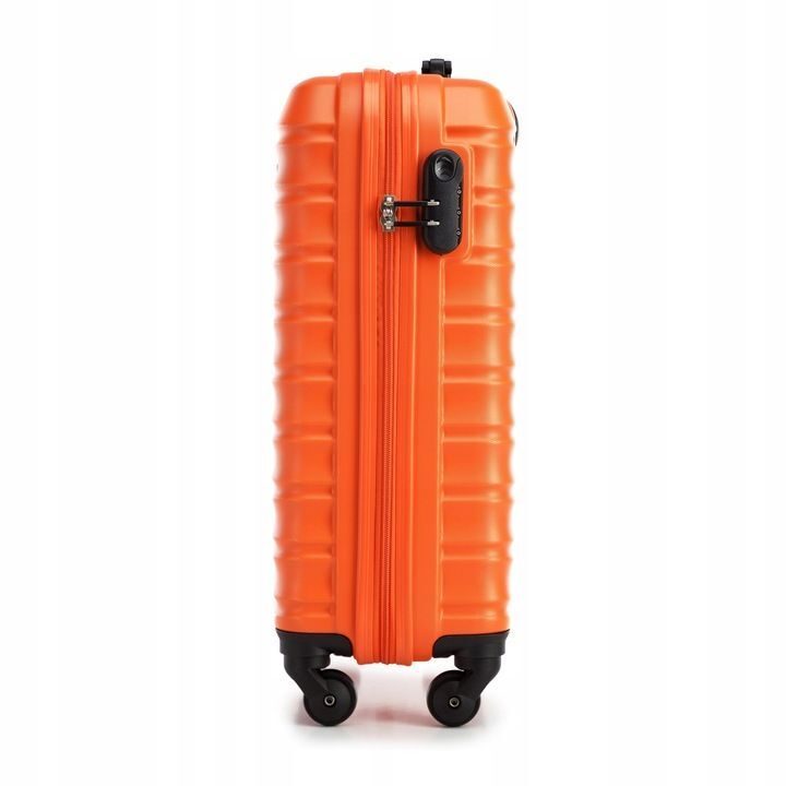 Premium suitcase travel suitcase on-board suitcase with ribs ABS plastic 34l orange