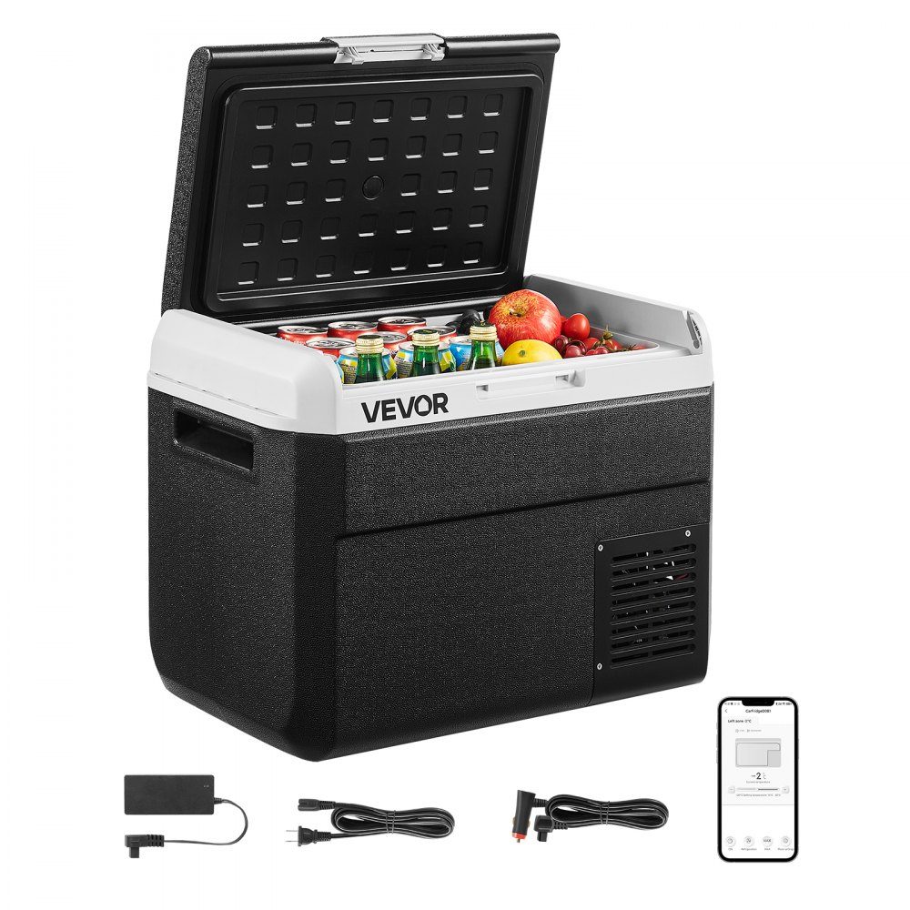 Compressor Cooler Box 30L Portable Car Fridge with Adjustable Temperature & App Control Refrigerator 12/24V DC und 100-240V AC for Outdoor Camping Trips and RVs