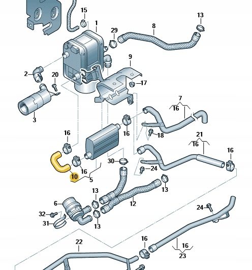 Oryginalna nagrzewnica dodatkowa kolektora wydechowego SEAT Skoda VW WEBASTO Diesel Golf Caddy 1K0819178C