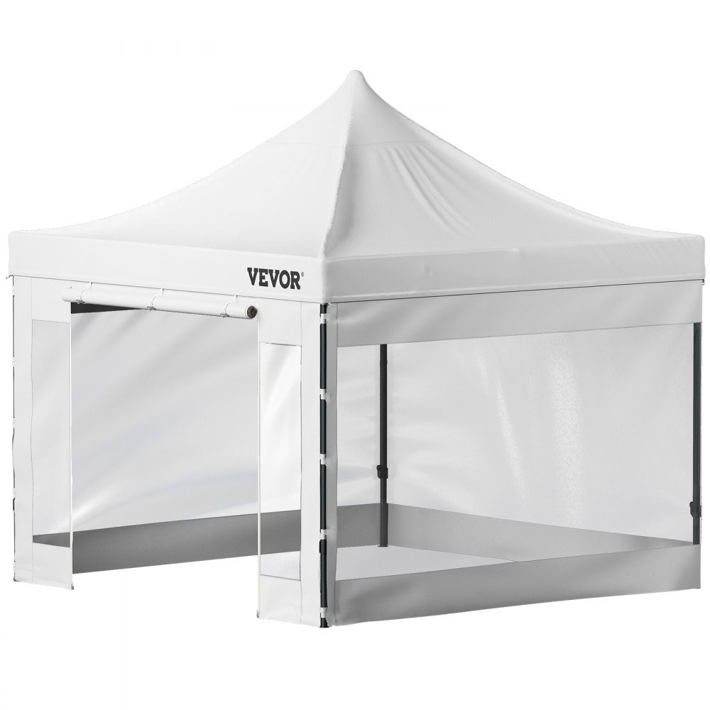 Gazebo Pliant 3x3m Gazebo Pliant 240g Polyester Enduit de PVC Pop Up Gazebo 1,95-2,13 m Tente de fête réglable Chapiteau Tente de Plage Blanche pour Mariages ou Autres activités Commerciales