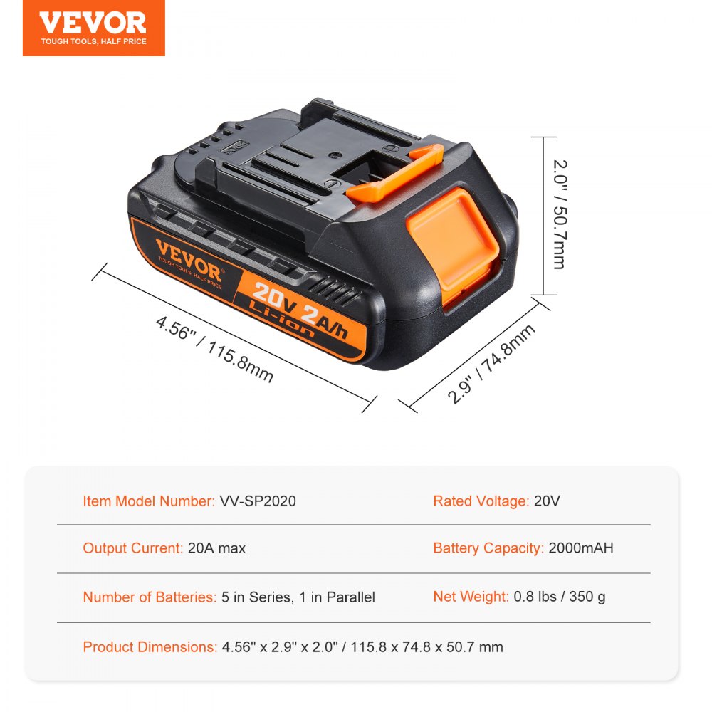 20V 2000mAh lithiumbatterij vervanging voor elektrisch gereedschap max. 20A uitgangsstroom batterij met overbelasting, overontlading, oververhitting en kortsluitbeveiliging lithiumbatterij 15,8 x 74,8 x 50,7 mm 20V 2000mAh lithiumbatterij vervanging voor elektrisch gereedschap max. 20A uitgangsstroom batterij met overbelasting, overontlading, oververhitting en kortsluitbeveiliging lithiumbatterij 15,8 x 74,8 x 50,7 mm