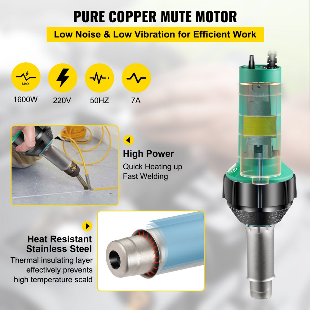 Plastic welding machine hot air gun 1600W PVC welding gun 40-60℃ plastic hot air welding machine incl. 4x replacement nozzles slot knife 3m cable for welding PE/PP/PVC plastic panels Plastic welding machine hot air gun 1600W PVC welding gun 40-60℃ plastic hot air welding machine incl. 4x replacement nozzles slot knife 3m cable for welding PE/PP/PVC plastic panels