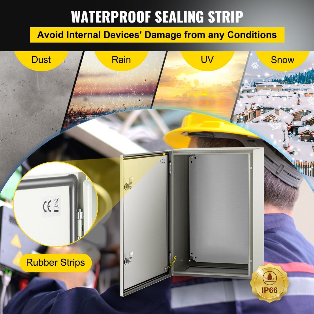 NEMA stalen behuizing 60x40x25cm NEMA 4X stalen schakelkast IP66 waterdicht en stofdicht elektrische aansluitdoos voor buiten/binnen met montageplaat