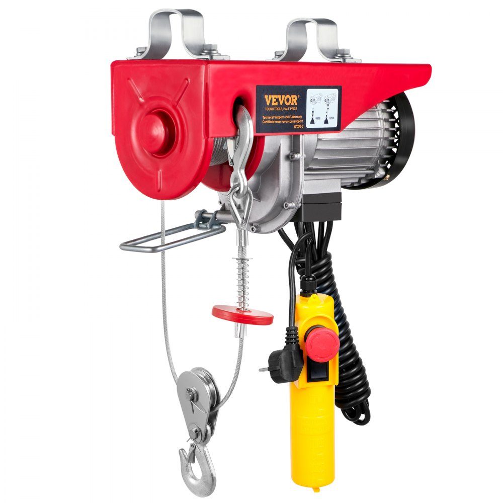 230V elektrische Seilwinde 300kg bis 600kg Hubhöhe 12m Seilzugmotor Winde 1150W Motor Flaschenzug 10m/min Hubgeschwindigkeit Hebezeug mit Kabelfernbedienung Seilzug Kettenzug