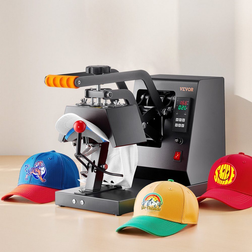 Hat Heat Press, 4 in 1 Cap Heat Press, 6 x 3 Inch Folding Cup Sublimation Transfer, LCD Digital Timer Temperature Control with 4 Curved Heating Elements (6 x 3/6.7 x 2.7/6.7 x 2.7 x 2.7 cm)