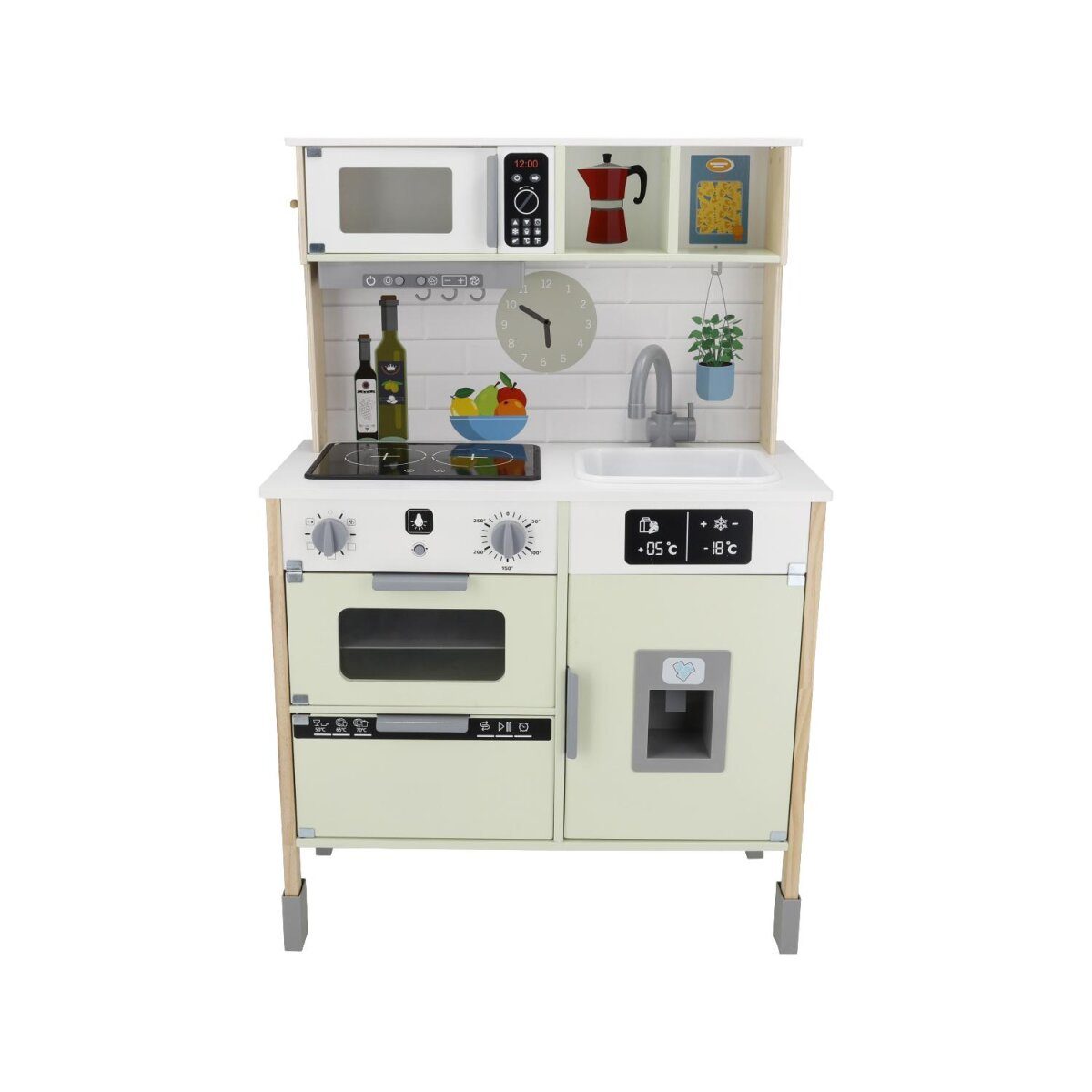 LUPILU® wooden kitchen, 3-way height adjustable, with playable back
