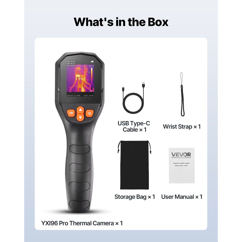 Thermal Imaging Camera, TISR Super Resolution 240x180, Portable Thermal Imaging Camera with 2MP Visual Camera, 96x96 IR Resolution, 25Hz Refresh Rate, -20-550°C, 4 Image Modes and 6 Color Palettes