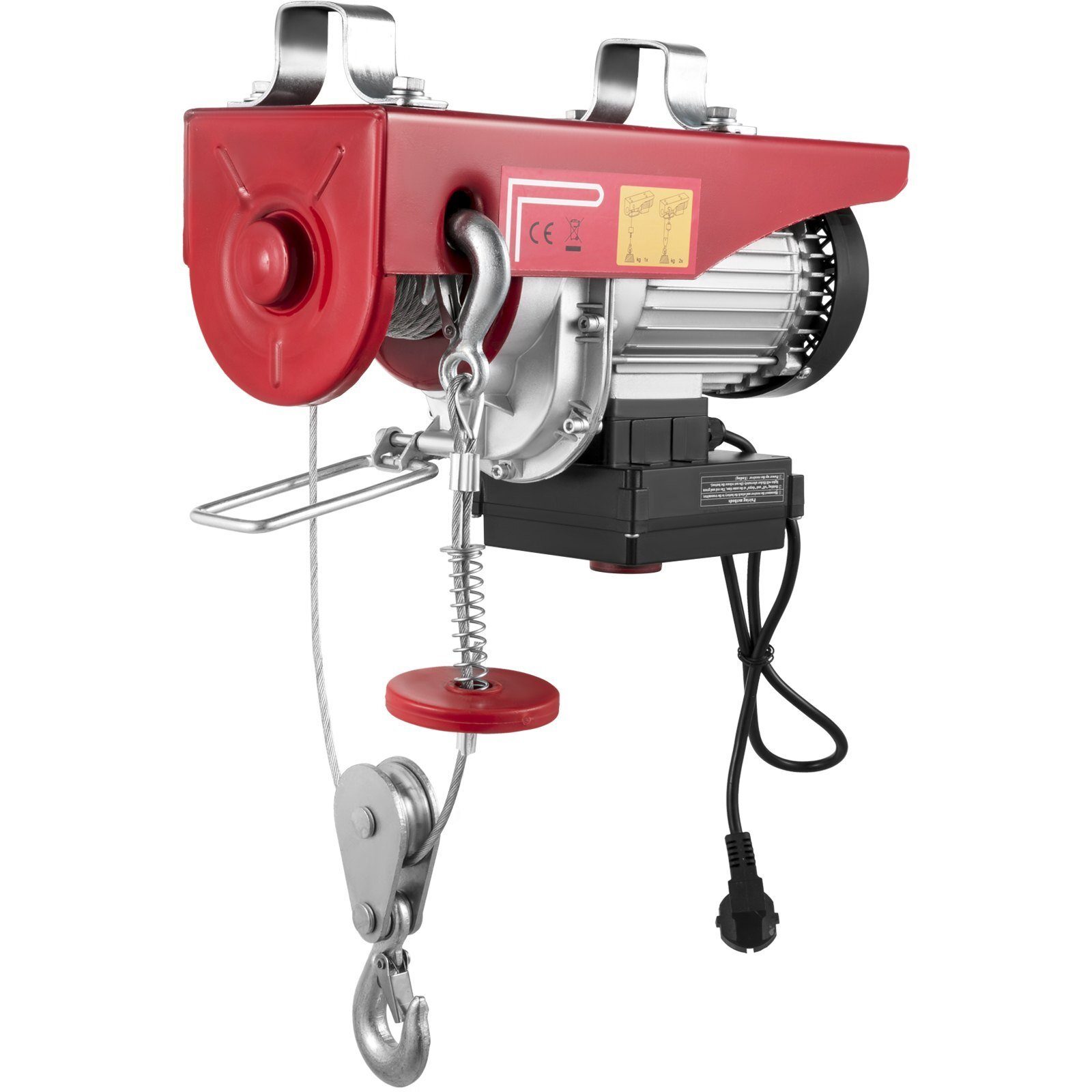 Treuil électrique à corde double, capacité de charge 495 kg, puissance moteur 1020 W, palan à câble avec palan à chaîne 220V, rouleau de treuil motorisé, télécommande radio, interrupteur d'arrêt d'urgence, comprenant 2 sangles de levage