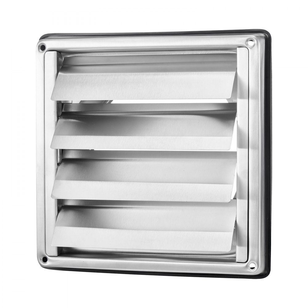 Ventilation grille stainless steel, weather protection grille 189x189x80 mm, slat grille with noise-reducing rubber seal, exhaust grille for home, bathroom, garage, kitchen, basement (1 piece, silver)