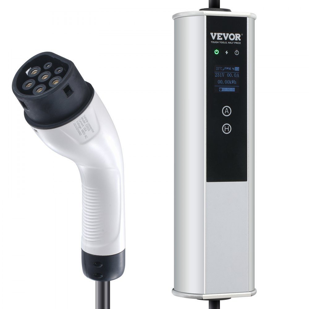 Câble de charge EV Type2 Chargeur de voiture électrique 16A 3,68 kW (monophasé)/11 kW (triphasé) Boîtier mural IP66 Câble de 7,5 m Câble de charge 4 niveaux de réglage du courant (16A/13A/10A/8A) Chargeur Prise CEE 16