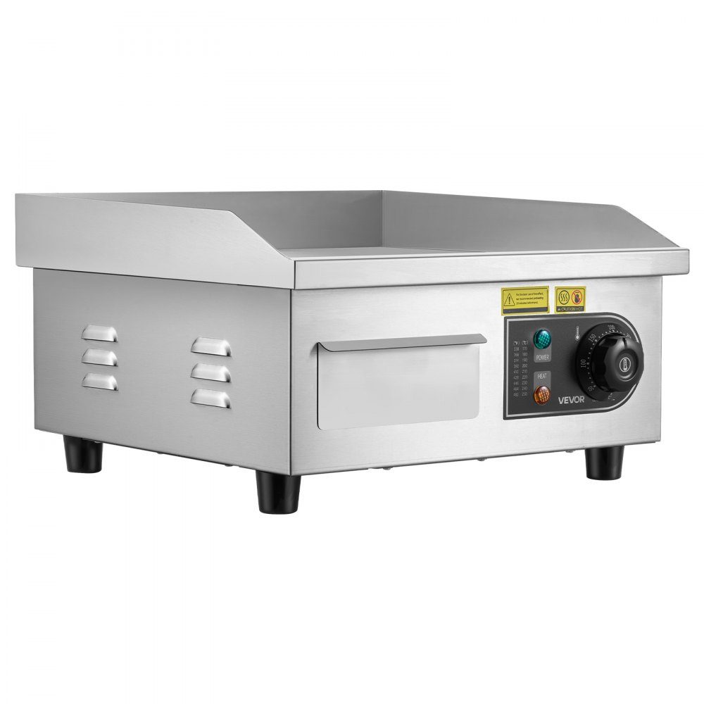 Plaque de grill électrique 2000 W 355 x 300 mm (surface de grill), 50-300 °C Plaque de grill gastro en acier inoxydable (boîtier) plaque de grill de table avec 2 spatules & 2 brosses & 4 repose-pieds, pour steaks, crêpes