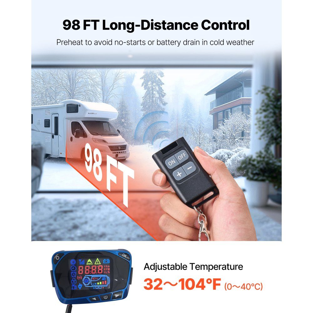 Diesel Heater 5-8kW 12/24V 5-8kW with LCD and Remote Control Diesel Air Heater Auxiliary Heater for RV, Camping, Truck, Boat - Quiet Operation