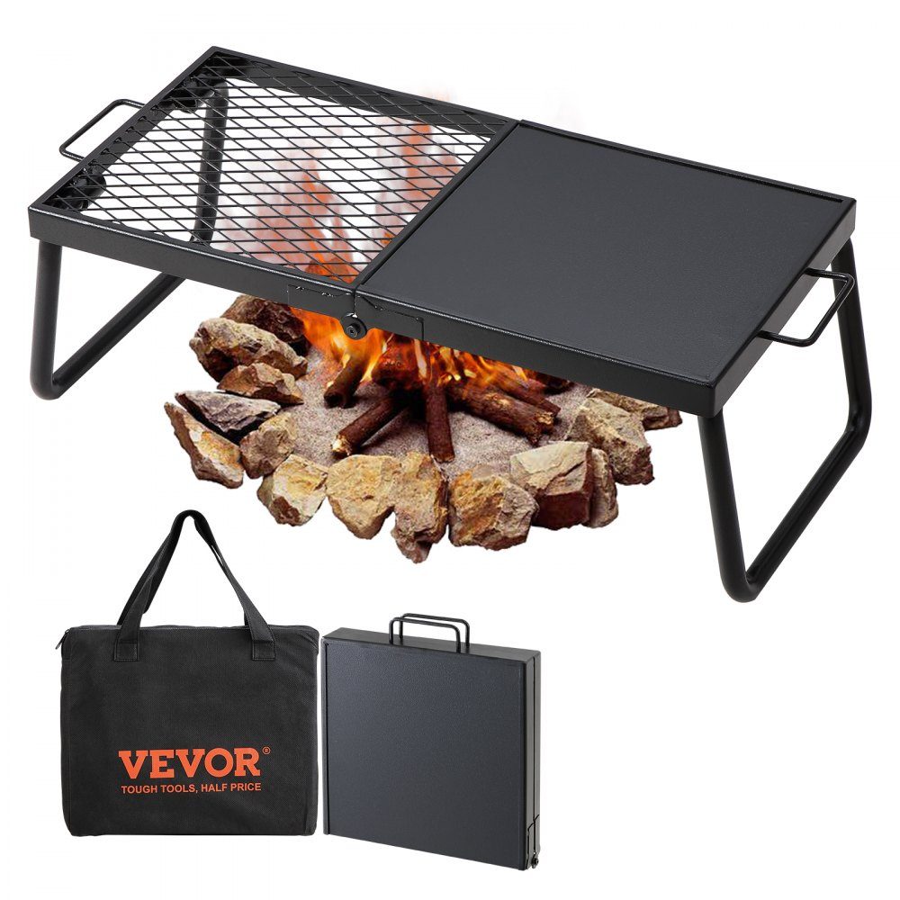 BBQ Gills Holzkohlegrill Klappgrill Tischgrill 570 x 285 x 230 mm, 6 kg Tragkraft tragbarer Reisegrill Outdoor Campinggrill 300 ℃, Grillrost + Grillplatte für Gartenpartys, Picknicks, Terrasse