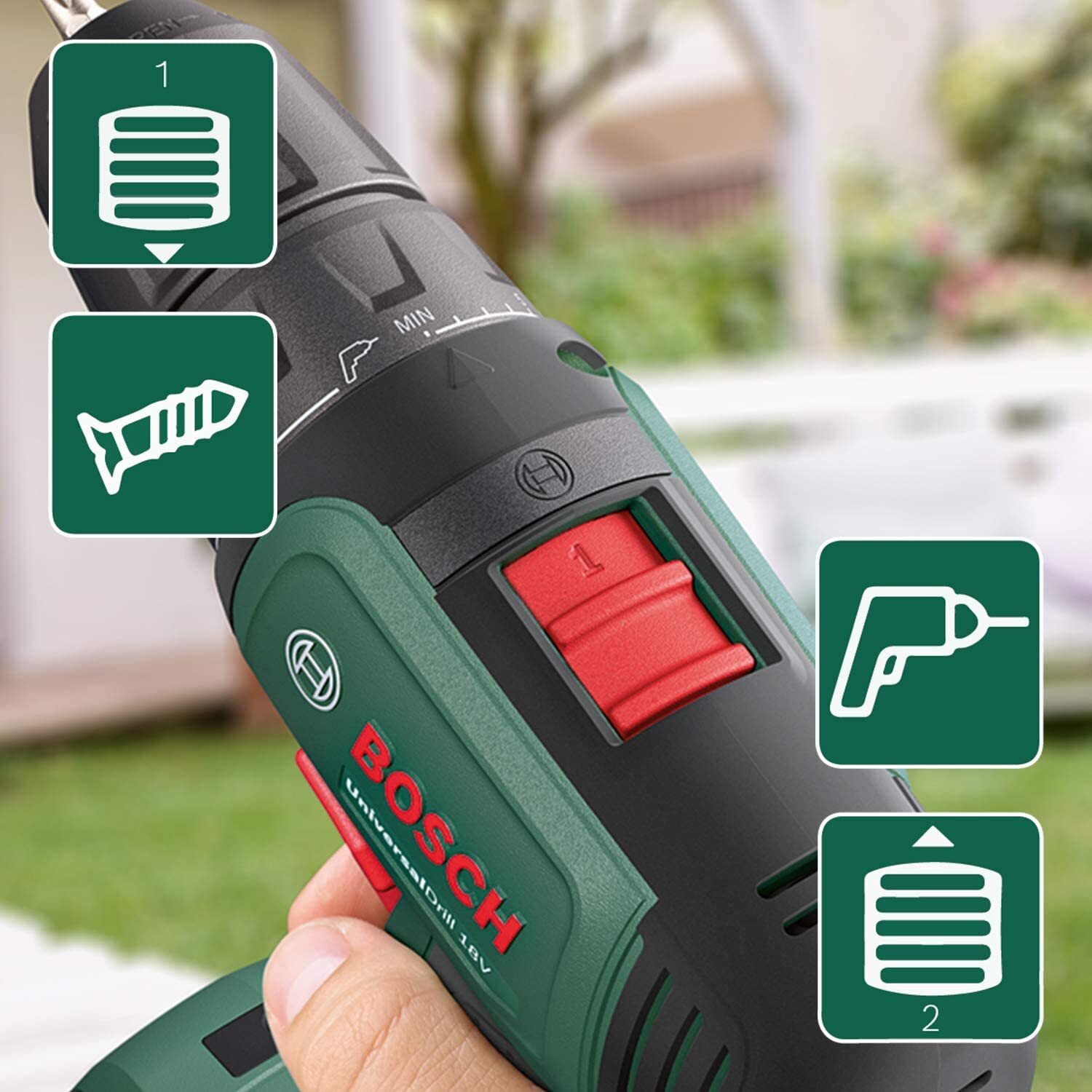 Bosch Set Akku-Zweigang-Bohrschrauber UniversalDrill 18V mit 1x Akku-Ladegerät
