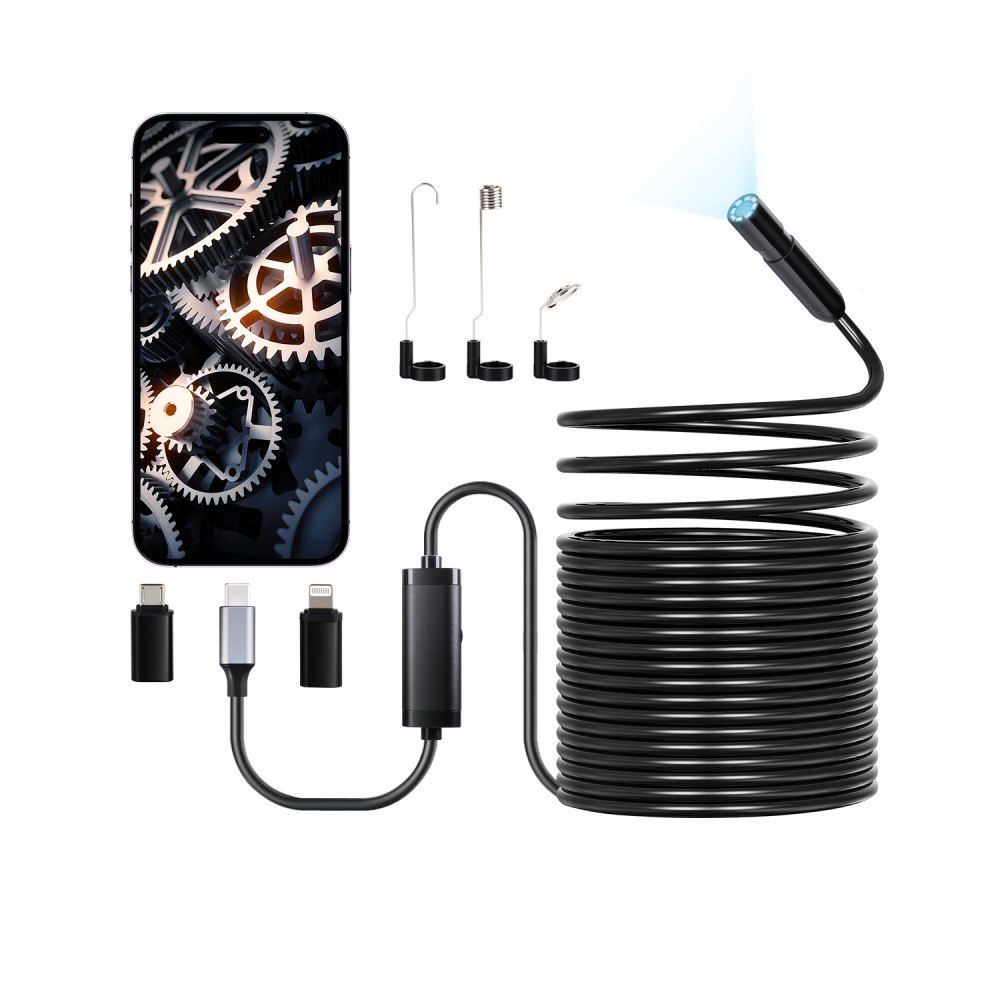 Endoskopkamera mit 15 m Kabel, 1920P HD-Inspektionskamera für Android und iOS, industrielle Kanalisationskamera mit Licht – 8 LEDs, 2-fach Zoom, IP67-Schlangenkamera für Auto, Sanitär Endoskopkamera mit 15 m Kabel, 1920P HD-Inspektionskamera für Android und iOS, industrielle Kanalisationskamera mit Licht – 8 LEDs, 2-fach Zoom, IP67-Schlangenkamera für Auto, Sanitär