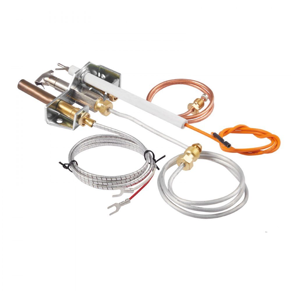 Natural Gas Pilot Burner Assembly, OE 4021-732, 25660 Fireplace Gas Pilot Flame Replacement for Natural Gas Ignition with Ignition Tube, Thermocouple, Thermopile, Wires, Compatible with Heater Models