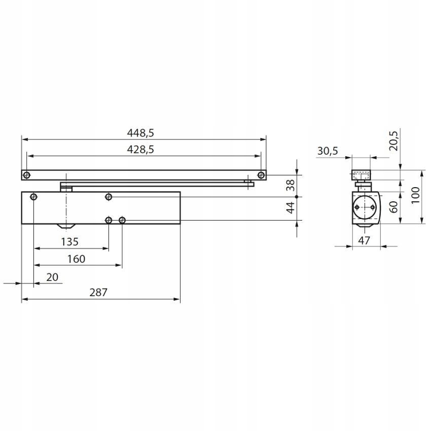 Ferme-porte GEZE TS 5000 argenté sans rail 027333