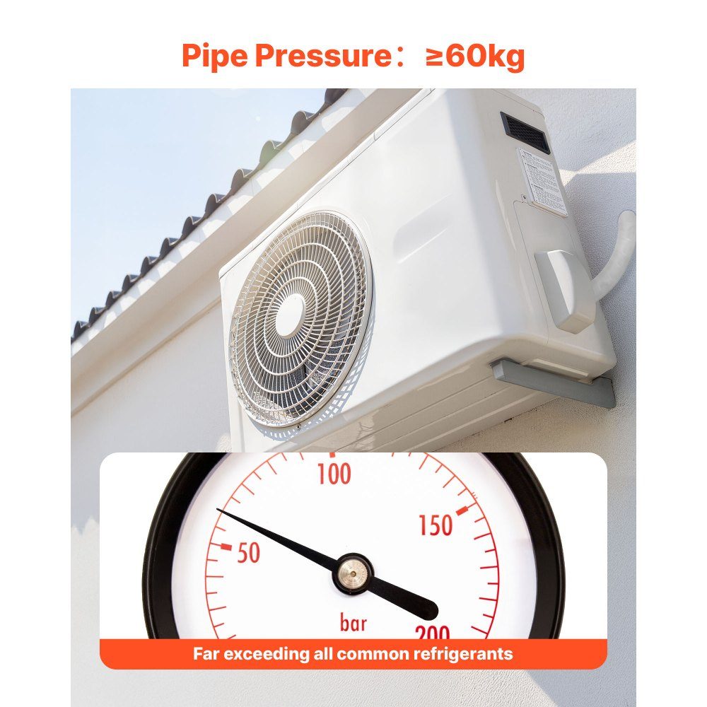 Kältemittelrohr 15,24 m, Kupferrohr 6,4 & 12,7 mm Außendurchmesser, PE-isolierte Spule mit Bördelmuttern, Umreifung, für Mini-Split-Klimaanlage, HVAC oder Wärmepumpensystem