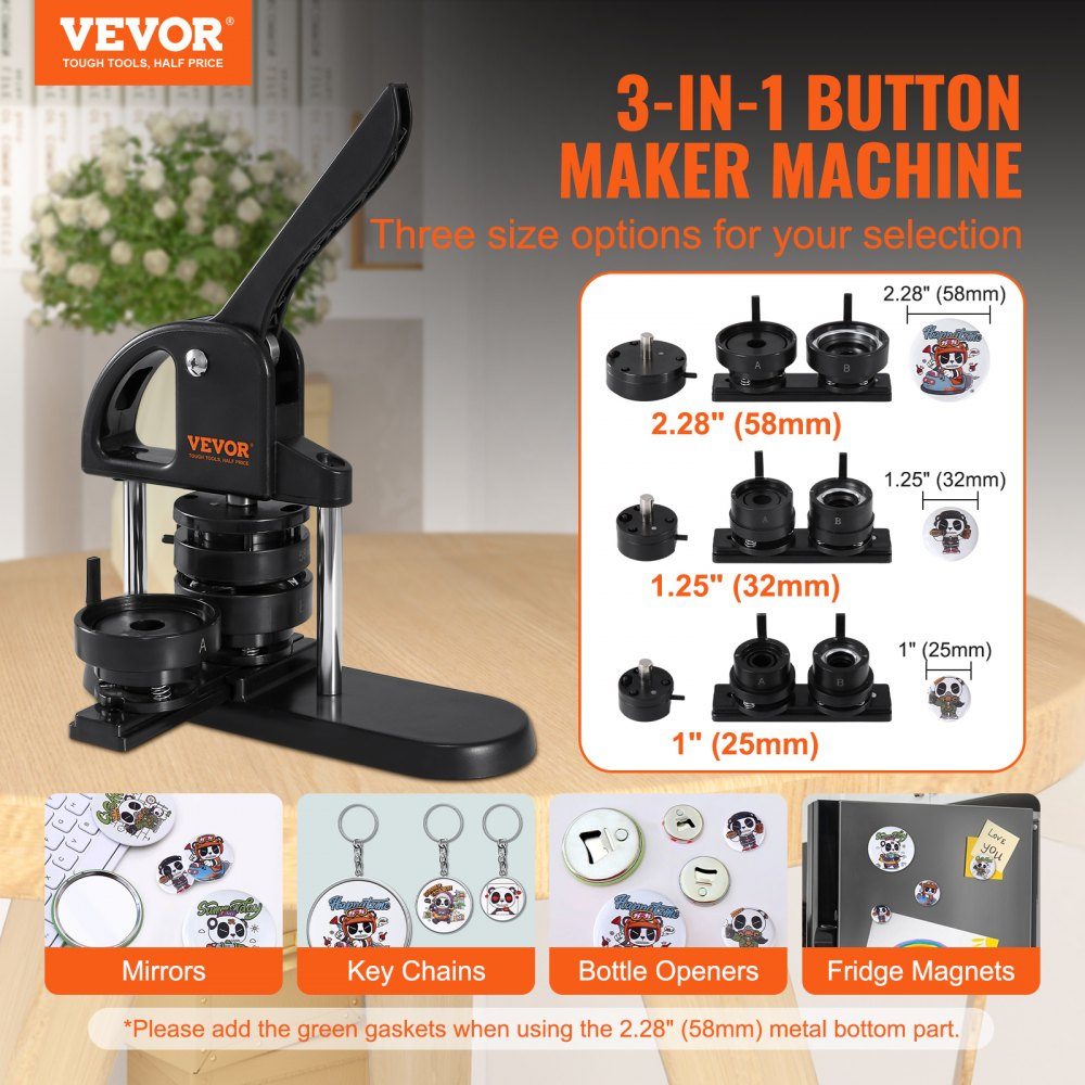 Button machine button maker machine 25/32/58 mm, badge punch press, button press, DIY badge press machine button badge maker for personalized badges including magic book