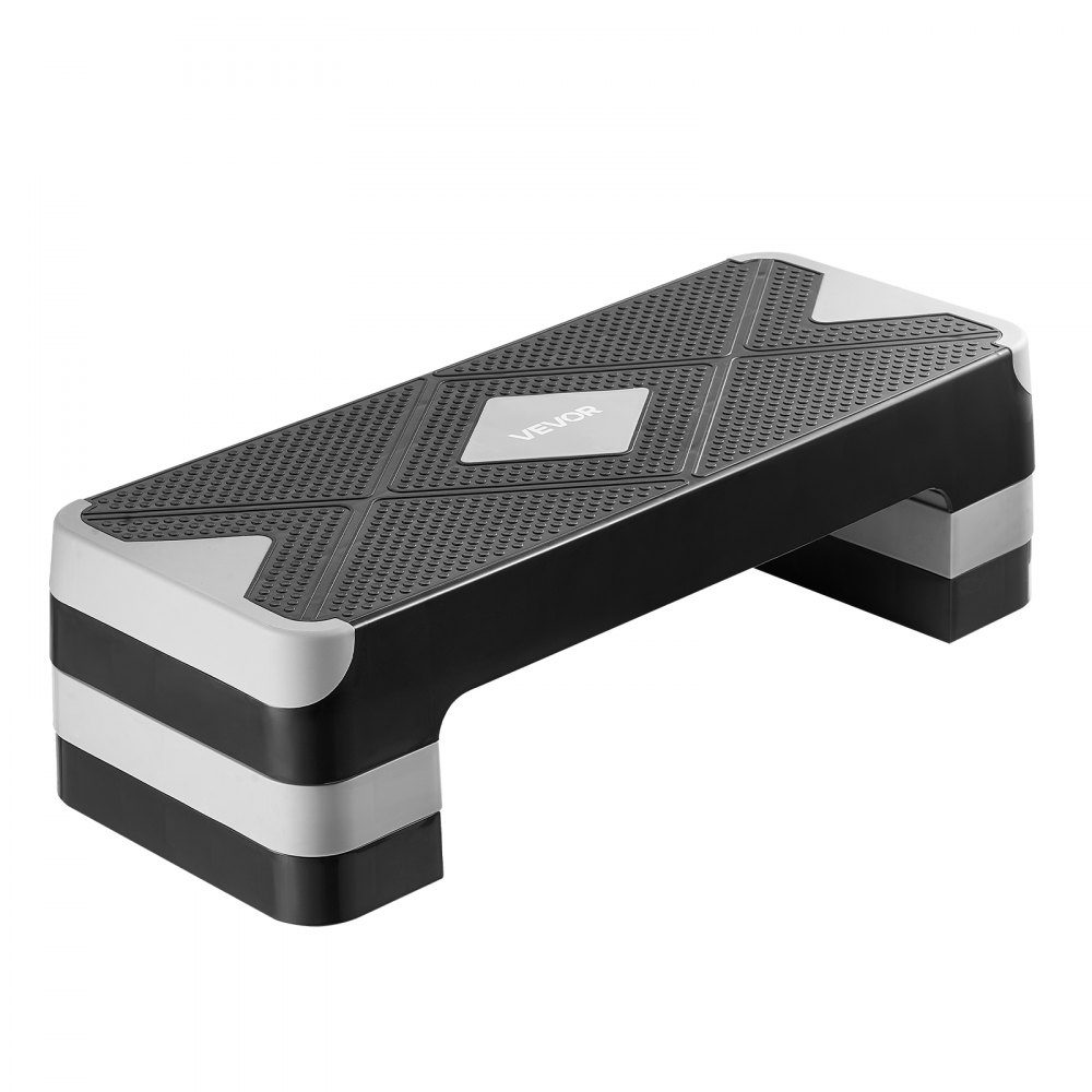 Aerobic Running Board Height Adjustable Exercise Board (4-8") Stepper Fitness with 500 Pounds Load Capacity Non-Slip Surface Bench for Home Gym Cardio Strength Training Gray
