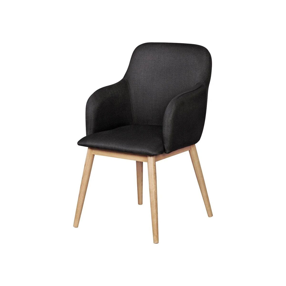 Wohnling “Skandi” dining room chair, high armrests, retro design, with wooden legs (anthracite)