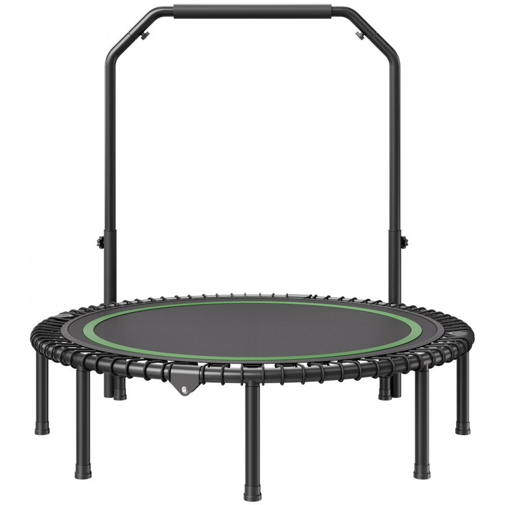 Opvouwbare minitrampoline fitness rebounder 1295 mm 205 kg veerkrachtige trainingstrampoline, rebounder sporttrampoline tuintrampoline met 4-traps in hoogte verstelbare handgreep & 42 spanbanden