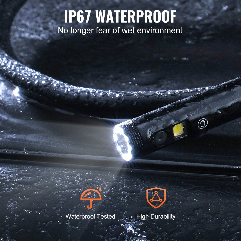 Endoskop-Endoskopkamera mit Dreifachobjektiv und Licht, Inspektionskamera mit 4,3-Zoll-IPS-Bildschirm mit 8+2 Lichtern, IP67 wasserdichte Snake-Scope-Kamera für Automobil, Sanitär (16,4 Fuß Kabel, 32 GB Karte)