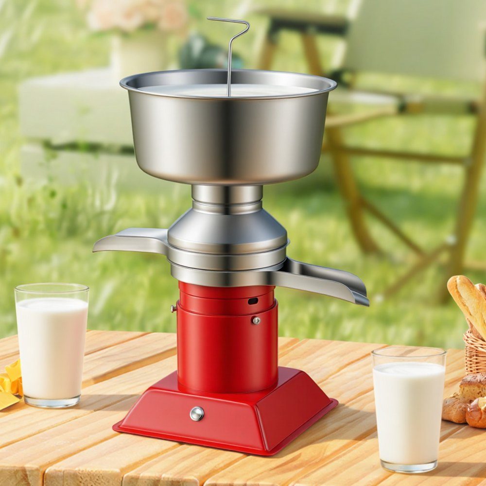 Elektrische melkafscheider 40W, 60L/H elektrische melkcentrifuge met knopbediening, 10500 RPM koemelkafscheidermachine, 304 roestvrijstalen crèmeafscheider met 4,5 liter melktank voor keuken
