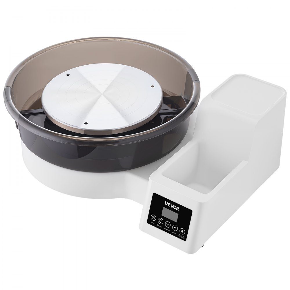 Elektryczne koło garncarskie 450 W, tokarka do ceramiki 28/36 cm Gramofon, koło ceramiczne z pedałem i regulacją prędkości 30-300 obr./min i zdejmowaną umywalką, dla początkujących DIY Clay Art, biały