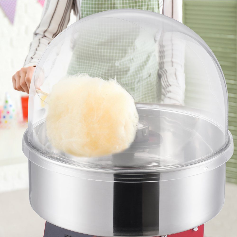 Elektrische suikerspinmachine, 1KW suikerspinmachine, commerciële suikerspinmachine met deksel, roestvrijstalen kom en suikerlepel, voor kinderverjaardagsfeestjes thuis, familiereünies (rood)