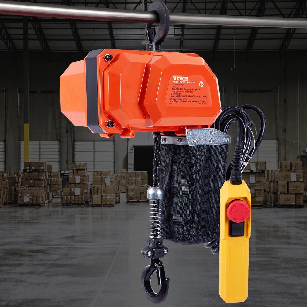 Electric Chain Hoist, 150kg Load Capacity, 3m Lifting Height, Speed ​​2.3m/min, 230V Single Phase Overhead Crane with G80 Chain, 3m Wired Remote Control for Garage, Shop, Hotel, Home