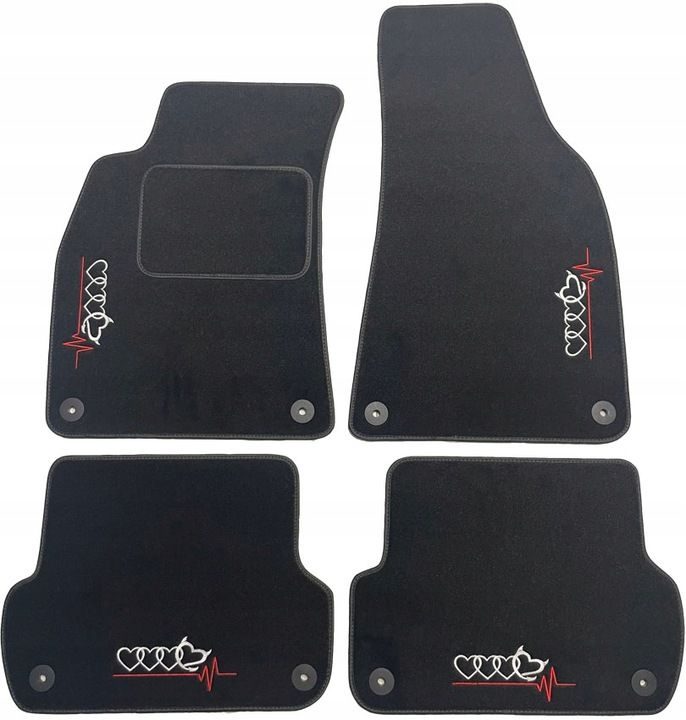 Audi A4 B6/B7 (2000-2008) Velor Floor Mats - S-Line + Embroidery Handmade Gray