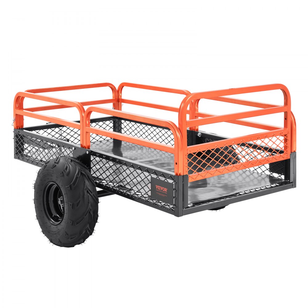 680kg Capacity Heavy Duty Lawn Tractor Dump Trailer, Tilt Bed Trailer Hitch, Folding Side Panel Trailer, Orange ATV UTV Dump Trailer 680kg Capacity Heavy Duty Lawn Tractor Dump Trailer, Tilt Bed Trailer Hitch, Folding Side Panel Trailer, Orange ATV UTV Dump Trailer