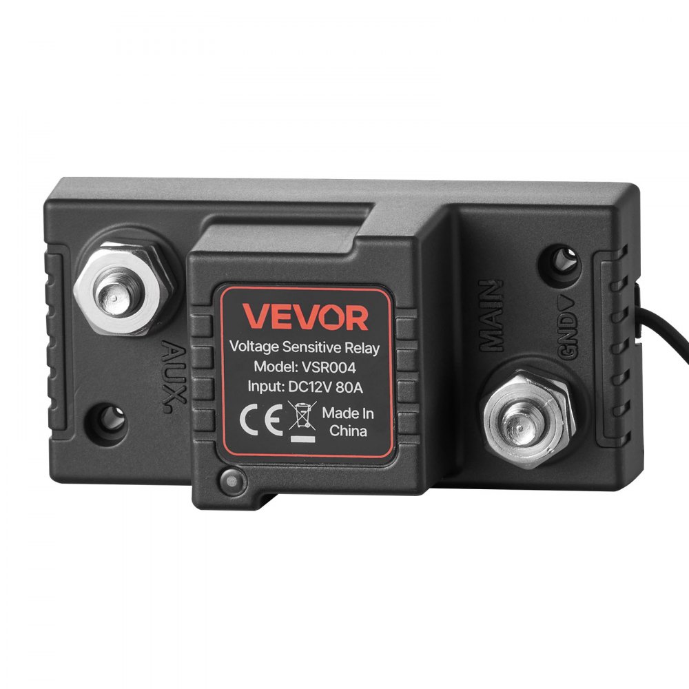 Dual Battery Disconnect Relay Kit, 12V 80A 0.6m 13.3mm² (6AWG) VSR Voltage Sensitive Relay with Voltmeter LCD Screen Battery Isolator Switch Compatible with Lead Acid Batteries for UTV ATV