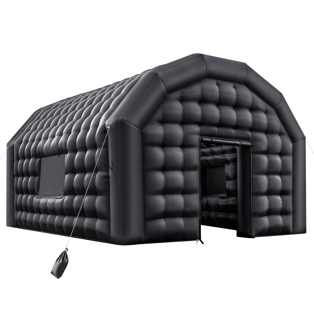 Tente de fête Gonflable 5x4x3.8m Tente Cube pour Disco Night Club Gazebo Tente de Mariage mit 680-W- Souffleur Sac de Sable 2 fenêtres pour événements Anniversaire Mariage Noir