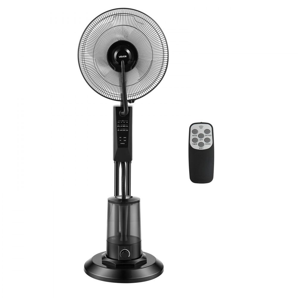 Standventilator mit Nebel, 75-W-Ventilator mit 3-Liter-Wassertank, 3 Windstufen, Timer und Fernbedienung, Luftbefeuchter mit Sprühsystem für Innen- und Außengarage, Terrasse, Wohnzimmer, 3 Modi