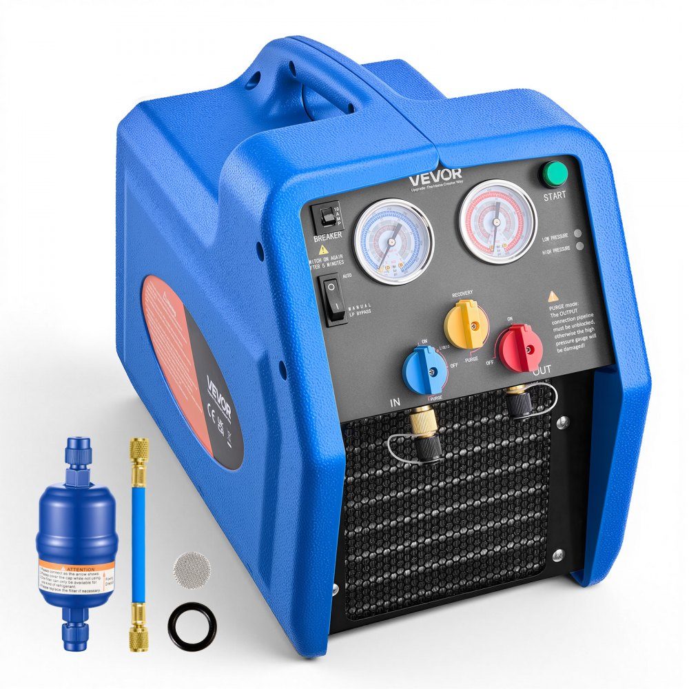 Refrigerant extraction device Portable refrigerant extraction station, 220V/50Hz 1450 rpm. 3/4 HP with single cylinder extraction system for refrigerants A1 and A2L, recovery device for vehicle and home air conditioning systems